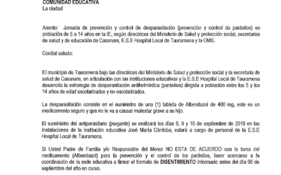 Jornada de prevención y control de desparasitación